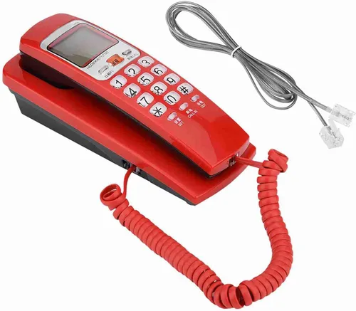 Vista 4 de DTMF Teléfono de Identificación de Llamadas, Teléfono con Cable Escritorio Put, Teléfono de Extensión de Moda Fija para el Hogar. (Rojo)