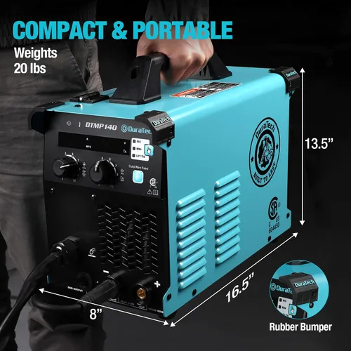 Vista 8 de DURATECH Soldador MIG de 140 amperios, máquina de soldadura 4 en 1 de 120 V, núcleo de flujo sin gases/núcleo sólido, blindado a gas, soldador