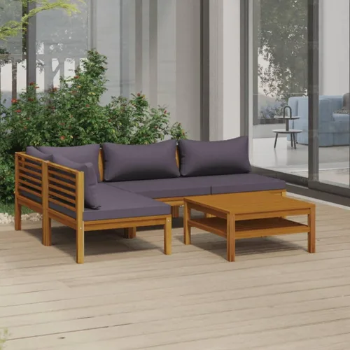 Vista 38 de Juego de 5 piezas para patio con cojín, juego de muebles de sofá, resistente a la intemperie, adecuado para uso en exteriores, requiere montaje Gris