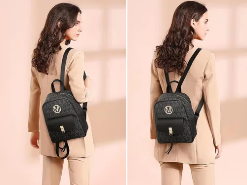 Vista 2 de MKP - Mochila pequeña para mujer, bolso de hombro con borla y dije, Negro -, Mochilas Daypack