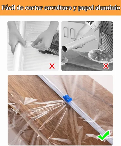 Vista 4 de Cortador deslizante de envoltura de plástico – 4 varillas autoadhesivas para rollo de 12 pulgadas de rollo de plástico deslizante para papel