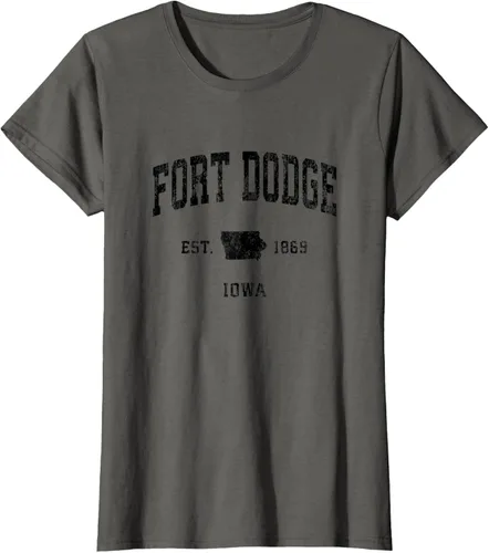 Vista 7 de Fort Dodge Iowa IA - Camiseta deportiva clásica negra con diseño deportivo, Gris