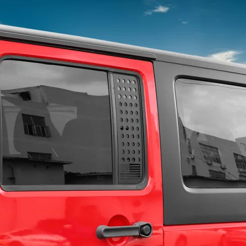 Vista 6 de Hoolcar Adhesivos para ventana de puerta trasera, cubierta de panel de vidrio de aleación de aluminio para Jeep Wrangler JKU 2007-2017, 4 puertas