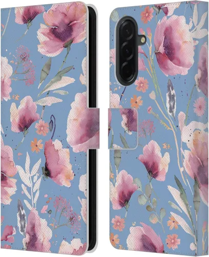 Vista 208 de Head Case Designs Officially Licensed Ninola Abstract Poppies Lilac Floral Leather Wallet Case Compatible with Samsung Galaxy A07 4G