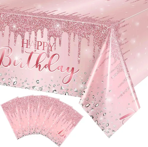 Vista 11 de Pajean Mantel de plástico con lentejuelas de diamantes con brillantina para fiesta de niña y niña, mantel de plástico con lentejuelas para niñas