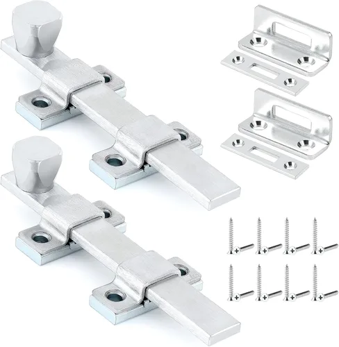 Vista 9 de Hicarer Perno de superficie de 4 pulgadas resistente con acabado cromado cepillado para puertas interiores y exteriores, 1 unidad