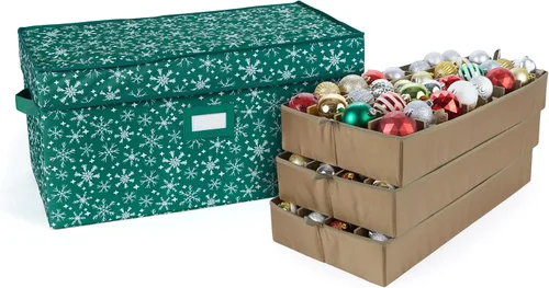Vista 21 de Covermates Keepsakes – Caja de almacenamiento ajustable de 72 piezas – Capacidad para adornos de 4 pulgadas – Resistente – Asas – apilables