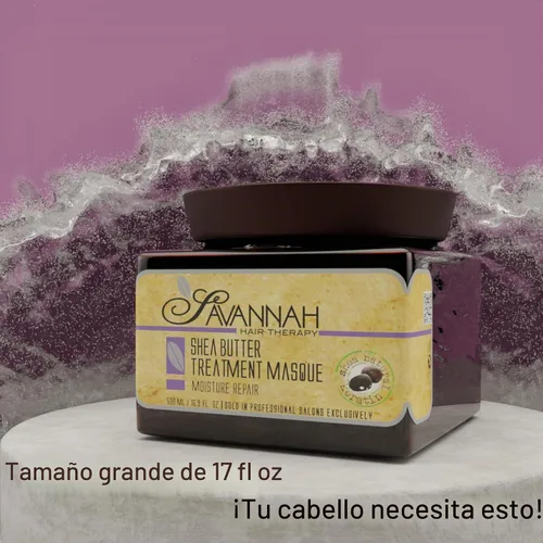 Vista 4 de Savannah - Máscara de tratamiento de cabello para cabello seco y dañado y crecimiento con manteca de karité, 16.9 oz, sin sulfatos y queratina