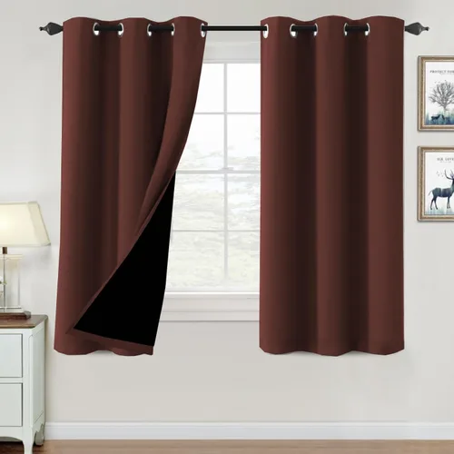 Vista 61 de H.VERSAILTEX Cortinas 100% de opacidad para dormitorio, con aislamiento térmico, cortinas opacas de 63 pulgadas de largo, cortinas de bloqueo