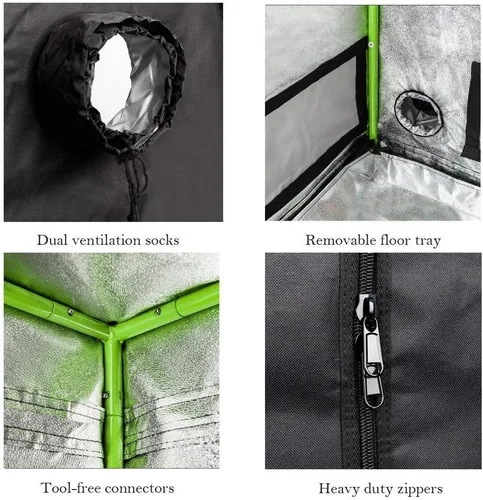 Vista 7 de Armario para cultivo de plantas en interior, desmontable, reflectante, hidropónica, no tóxica, de Valuebox