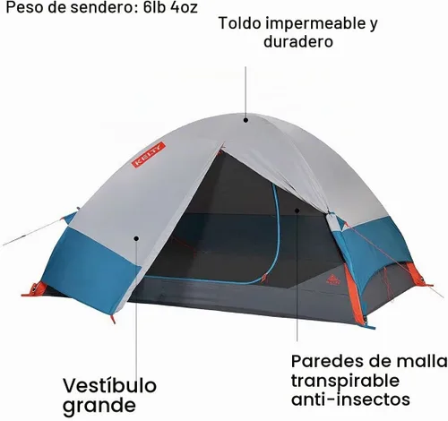 Vista 8 de Kelty Late Start - Tienda de campaña para mochileros de 3 estaciones (versión actualizada 2020 de la tienda Kelty Salida), azul