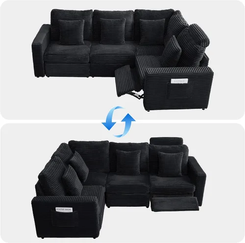 Vista 4 de RARZOE Sofá modular modular sin brazos, sofá modular, 2 sillas sin brazos, asientos de módulo medio para sala de estar, sofá modular seccional