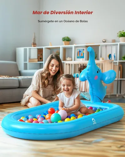 Vista 4 de QPAU Almohadillas de salpicaduras para niños pequeños de 1 a 3 años, tapete de juguete de elefante azul para niños, tapete de juego al aire libre