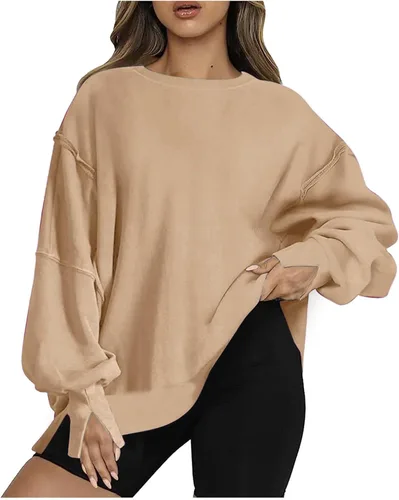 Vista 4 de Sudadera de gran tamaño para mujer, sudaderas de cuello redondo, sudaderas con capucha para otoño, ropa de invierno Y2K a la moda para adolescentes