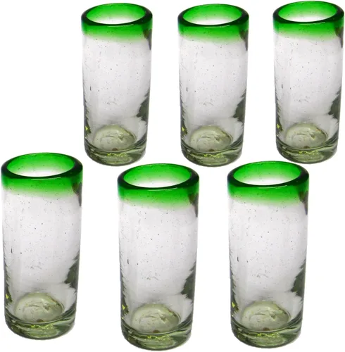 Vista 2 de Vasos de Martini con borde verde esmeralda de 10 onzas (juego de 6), vidrio reciclado, sin plomo, sin toxinas (Martini)