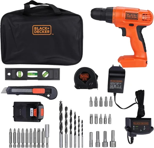 Vista 2 de BLACK+DECKER Kit de herramientas para taladro/hogar de 20 V MAX con kit de herramientas para colgar cuadros MarkIT (BDCD120VA y BDMKIT101C)