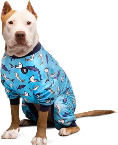 Vista 5 de Pittie Clothing Pijamas para Perro Pit Bull – Mameluco para Perro de Cobertura Completa, Ropa de Pijama Suave para Razas Medianas, Grandes, XL y XXL
