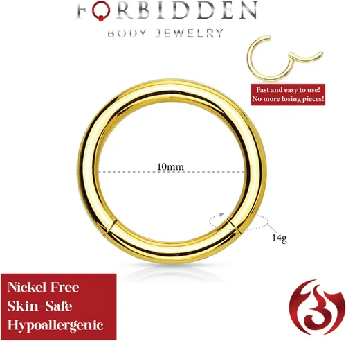 Vista 64 de Forbidden Body Jewelry - Piercing para la nariz de acero quirúrgico 316L con bisagra, 14G, 16G, 18G, diámetro de 15/64, 5/16, 25/64, 15/32 pulgadas