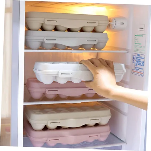 Vista 9 de SOLUSTRE Contenedor de huevos de 2 piezas, contenedor de 18 huevos, bandeja apilable de PP para huevos con tapa, bandeja de almacenamiento