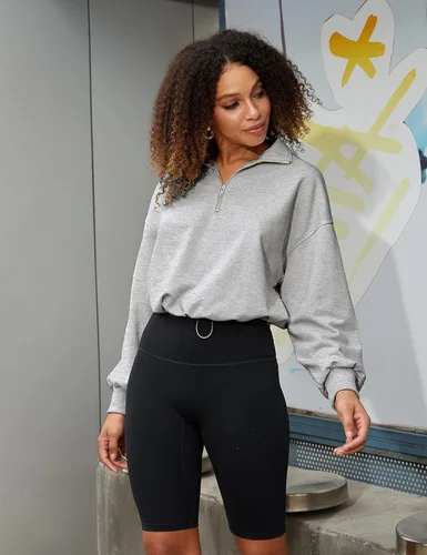 Vista 4 de Yeokou Sudadera corta para mujer, con media cremallera, manga larga, para entrenamiento