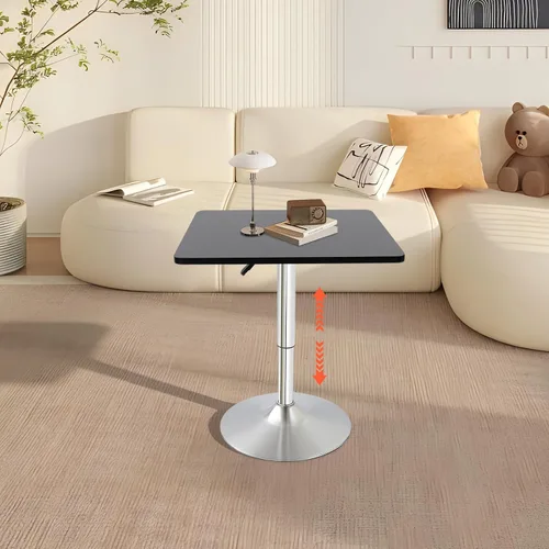 Vista 4 de Mesa de bar, mesa de bar cuadrada, para bebidas, café, mesa moderna, altura ajustable, mesa giratoria de 360°, mesa de cóctel alta, mesa de bistró