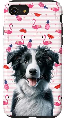 Vista 13 de Funda para iPhone 15 Border Collie Flamingo Pink Pineapple Red Watermelon Hearts