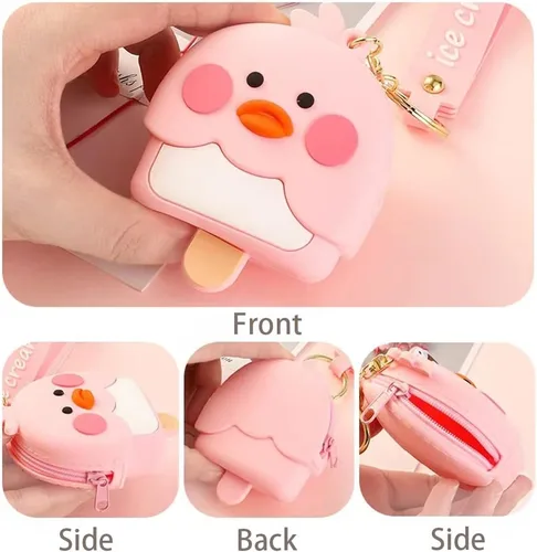 Vista 4 de BGBXYX Cartera llavero de muñeca para mujer, de silicona, lindo llavero de dibujos animados para mujeres, hombres y niños
