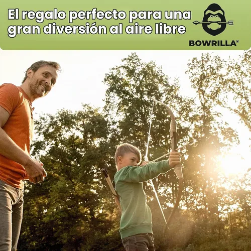 Vista 4 de BOWRILLA® Arco y flecha de madera para niños con 10 flechas, carcaj, 3 objetivos y bolsa de almacenamiento Juego de arco y flecha para niños