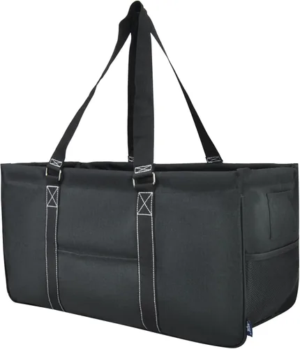 Vista 472 de NGIL Bolsa de comestibles reutilizable extra grande plegable de gran tamaño para comestibles, almacenamiento, picnic, playa, Bronco-negro occidental