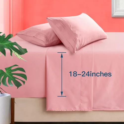 Vista 38 de Manyshofu Juego de sábanas de tamaño individual con bolsillos extra profundos, sábanas y fundas de almohada de 1800 hilos de lujo para hotel, juego