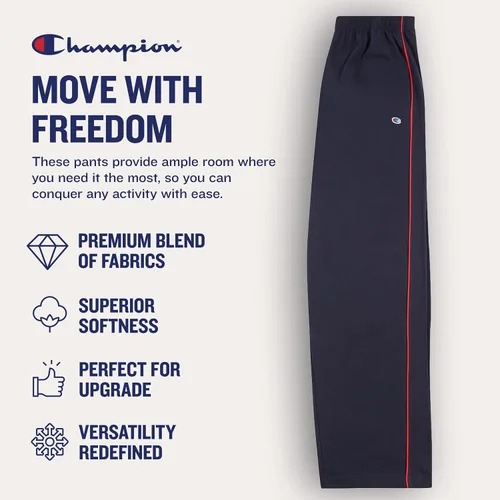 Vista 5 de Champion Pantalones de descanso grandes y altos para hombre, pantalones deportivos ligeros de jersey