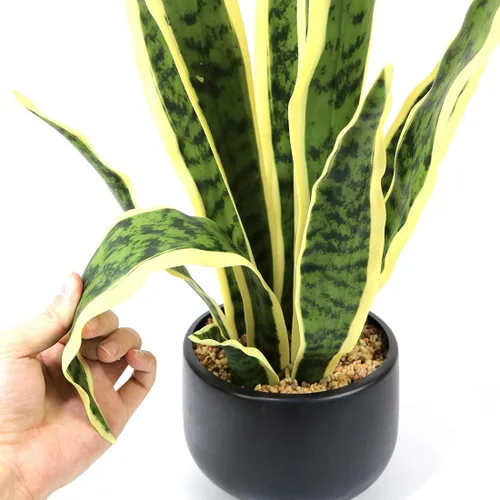Vista 11 de Bird Fiy Planta artificial de serpiente de 22.5 pulgadas, agave artificial, Sansevieria, plantas artificiales en maceta para decoración