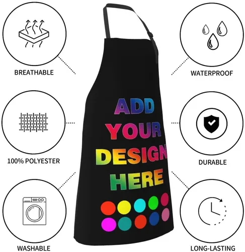Vista 6 de Delantal personalizado para mujer, delantales personalizados con logotipo de texto fotográfico, delantales de cocina para regalos