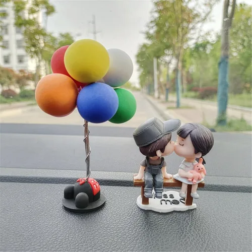 Vista 16 de Lindos adornos para parejas, bonita decoración de automóvil, bonita decoración de automóvil para pareja, figura de acción, adorno navideño para 1