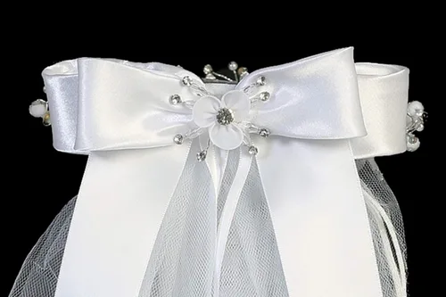 Vista 5 de Swea Pea Lilli Girls First Communion Veil - White Holy 1st Communion Headpiece with