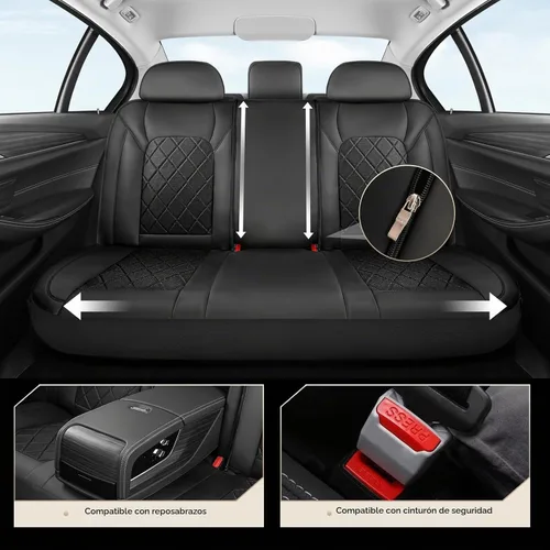 Vista 7 de Coverado Juego completo de fundas de asiento de automóvil, fundas de asiento de 5 asientos, protectores de asiento de malla transpirable, ajuste