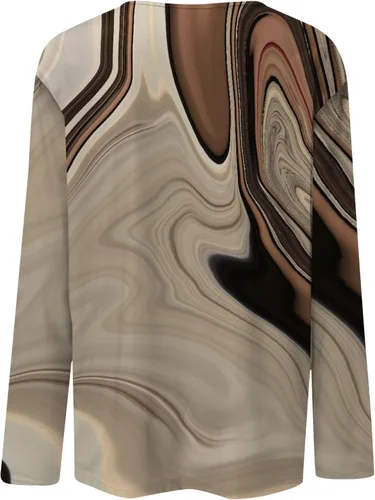 Vista 2 de Camisetas vintage para mujer, a la moda, casual, cuello redondo, manga larga, estampadas