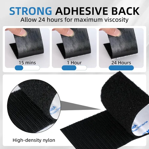 Vista 4 de Cinta Autoadhesiva de Gancho y Bucle 3M de 1" x 20 pies (240 pulgadas) 9448A Sujetador de Tela de Nailon Entrelazado con Respaldo Adhesivo Cinta