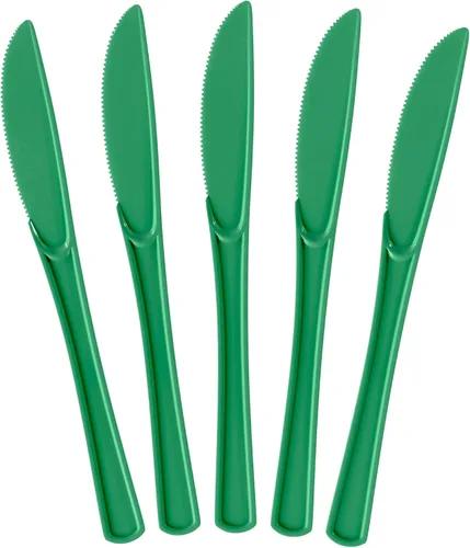 Vista 14 de Exquisite Cuchillos de plástico negro, 50 piezas, cuchillos negros, utensilios desechables, juego de cubiertos de plástico resistente