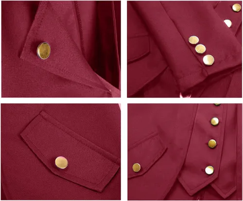 Vista 4 de AI'MOURI Medieval Gothic Tailcoat Jacket for Kids, Boys Steampunk Victorian Cosplay Long Uniform Coat Halloween Costume