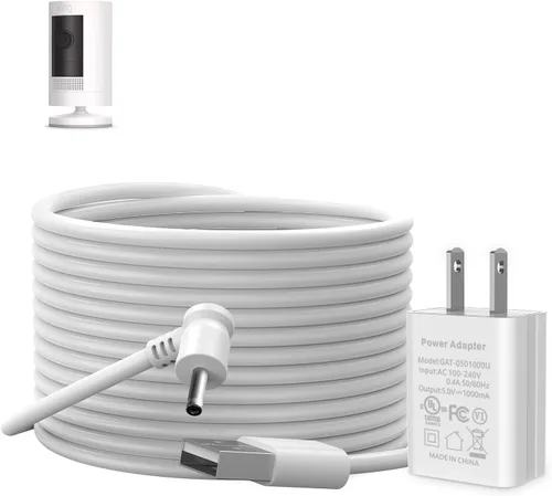 Vista 8 de Ayotu Cable de carga de 16 pies para Ring Stick Up Cam Batería/Enchufe, Cable de alimentación resistente a la intemperie para mantener la cámara
