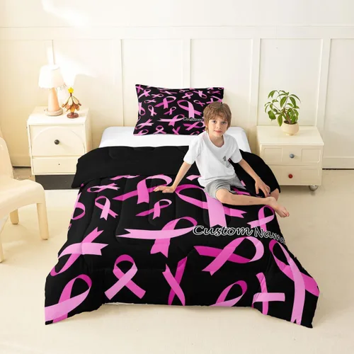 Vista 24 de Juego de ropa de cama personalizado con lentejuelas negras y doradas, tamaño individual, edredón de corazón dorado con purpurina para mujeres