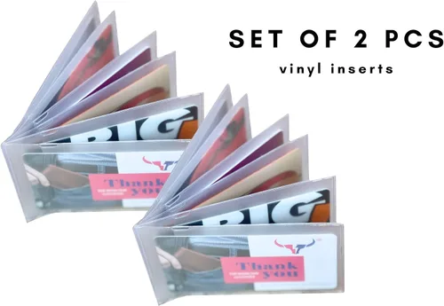 Vista 2 de Juego de 2 portatarjetas de tarjetas de crédito de vinilo resistente para tarjetas de crédito, insertos fabricados en Estados Unidos, Gris