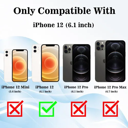 Vista 7 de MZELQ Cartera de TPU Compatible con Funda iPhone 12, Portarjetas Protección de Cámara Cubierta + Protector de Pantalla, Ranura Empujable para Niñas