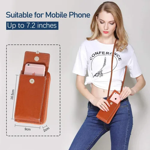 Vista 2 de HUANLANG Bolsos cruzados pequeños para teléfono celular de cuero para mujer