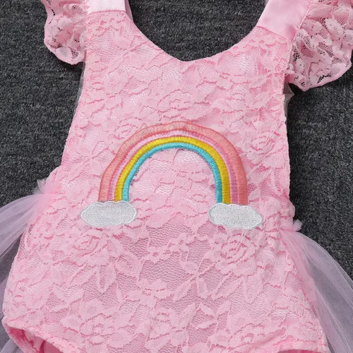 Vista 13 de Traje de bebé niña primer cumpleaños traje de encaje tul mameluco princesa tutú vestido de un año cumpleaños pastel Smash fotografía ropa