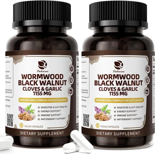 Vista 8 de Lukaree Cápsulas de Limpieza de Clavo de Ajenjo y Nuez Negra 16 en 1 para Humanos – Desintoxicación Natural del Intestino y Salud Digestiva