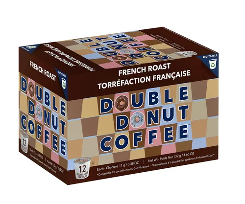 Vista 87 de Double Donut Coffee Cápsulas de Café Half Caff, Cápsulas de Café de Media Cafeína de Porción Individual para Cafeteras Keurig K Cup, Tostado Medio
