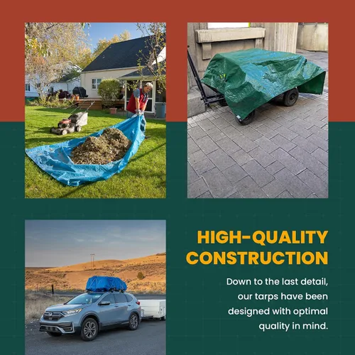 Vista 5 de Cubierta de lona plateada y negra, material grueso, impermeable, ¡ideal para toldo, tienda de campaña, botes, remolque o cubierta de piscina!, Azul