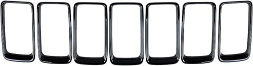 Vista 7 de 7 piezas de cubierta de rejilla frontal negra brillante compatible con modelos Jeep Grand Cherokee 2014-2016